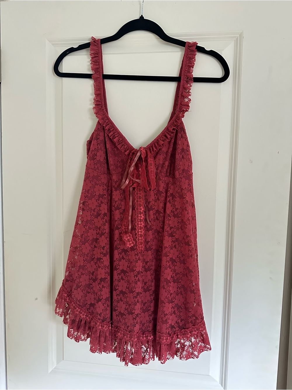 Urban Outfitters Red Lace Sleeveless Romper